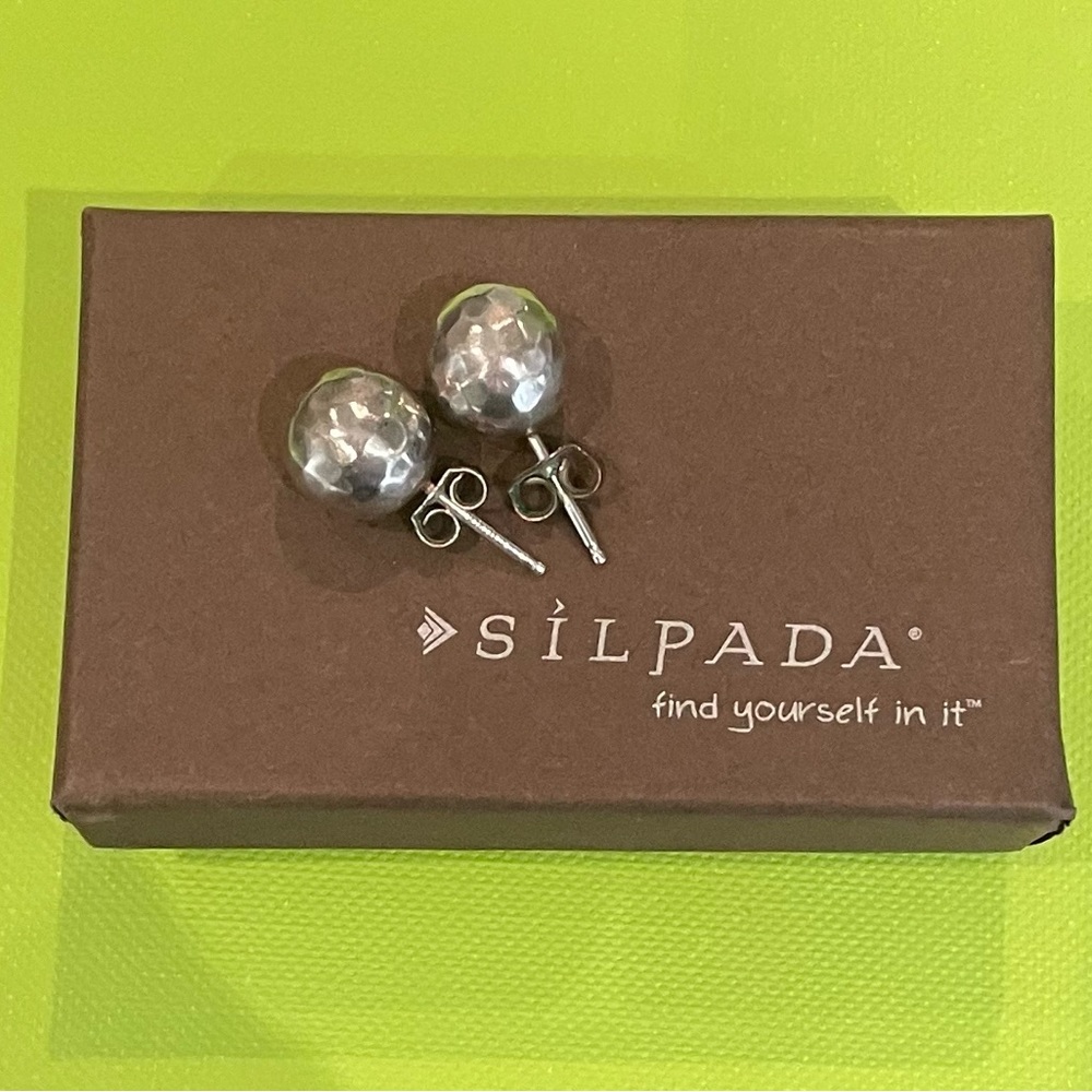 Silpada Silver Hammered Ball studs.